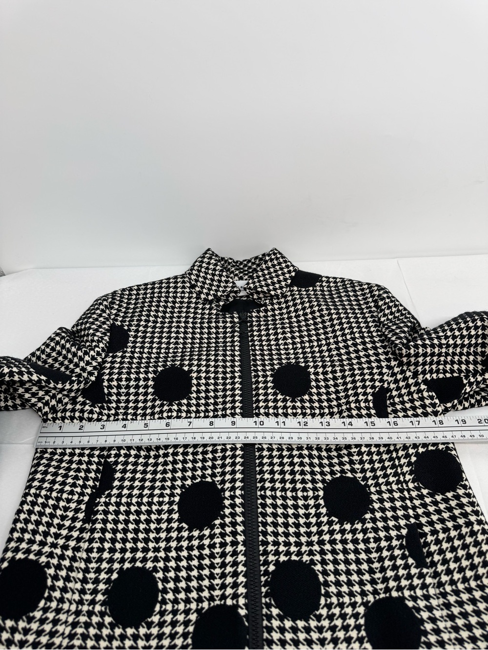 Akris Punto Sz 6 Blazer & Sz 8 Dress Black & White Dotes Houndstooth Wool Blend - Picture 13 of 16